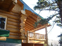 Log porch and railing