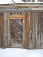 Old barn door used on shed