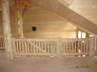 tongue and groove ceiling with log rail