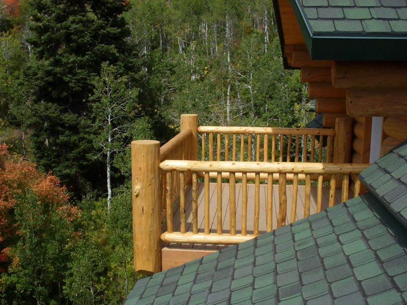 log railing upper deck